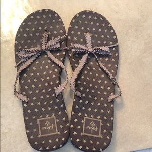 Reef Starry Night Flip Flops with Braided Straps sz 8